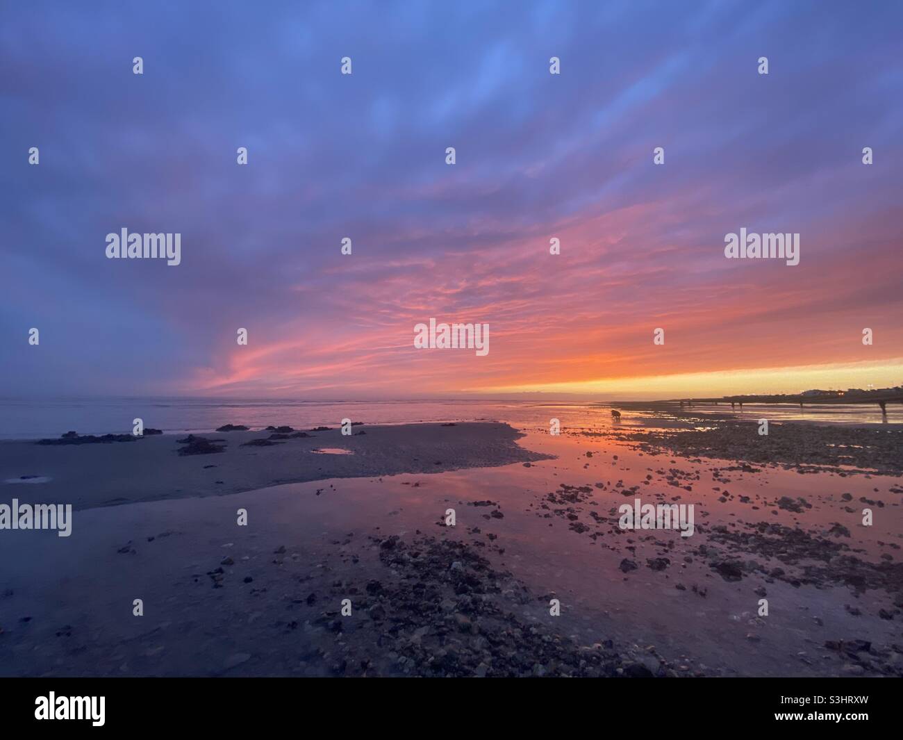 Sonnenuntergang am Worthing Beach Stockfoto