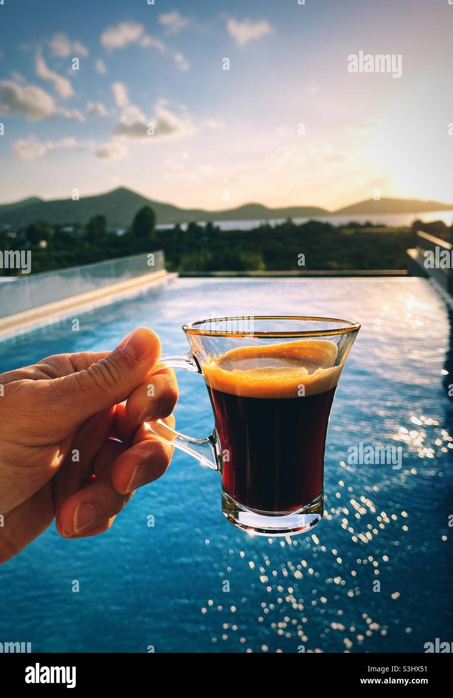 Morgenkaffee auf der Insel Kreta Stockfoto