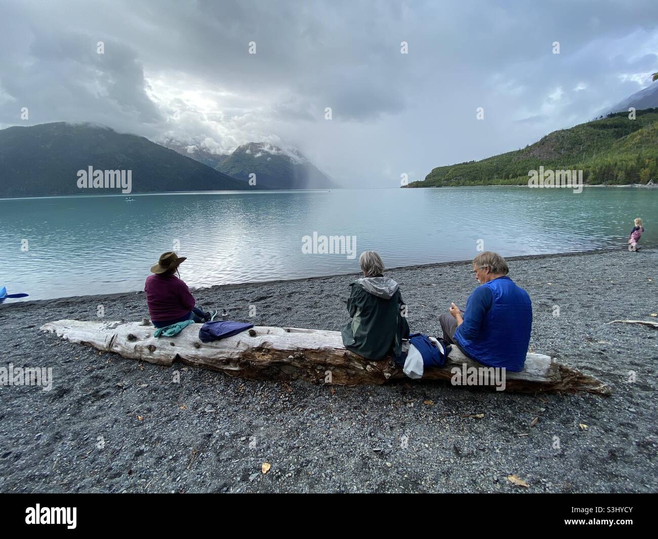 Mittagessen am Kenai Lake - Kenai Peninsula, Alaska Stockfoto