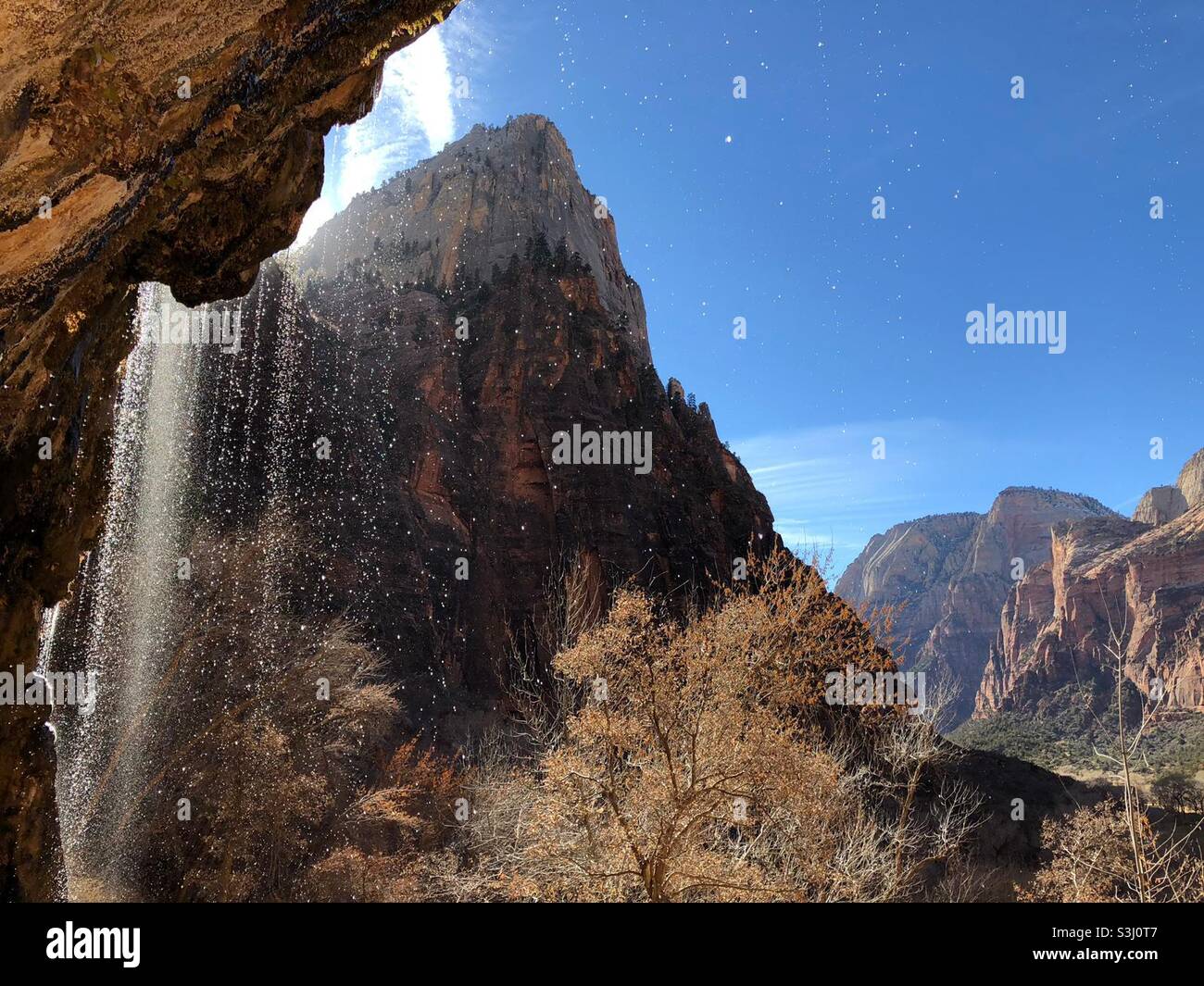 Wasserfall in Zion Nationalpark Stockfoto