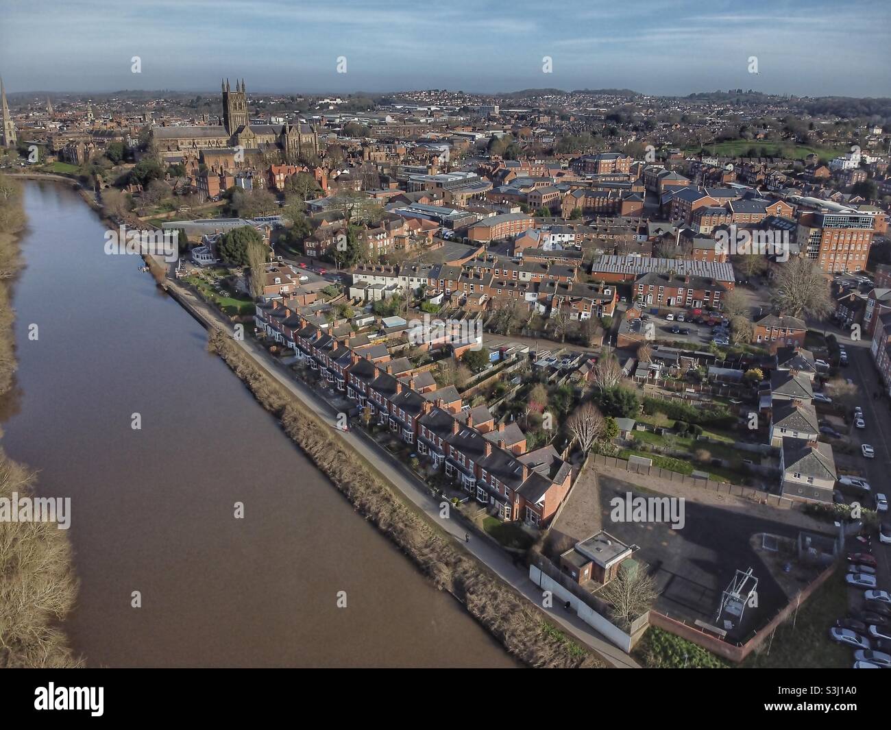 River Severn und Worcester City Stockfoto