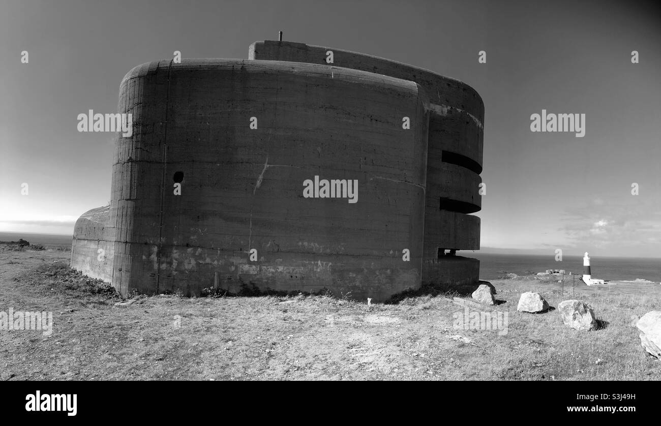 Die Odeon Alderney ein Weltkrieg zwei deutschen Bunker und Ranging Struktur. Stockfoto