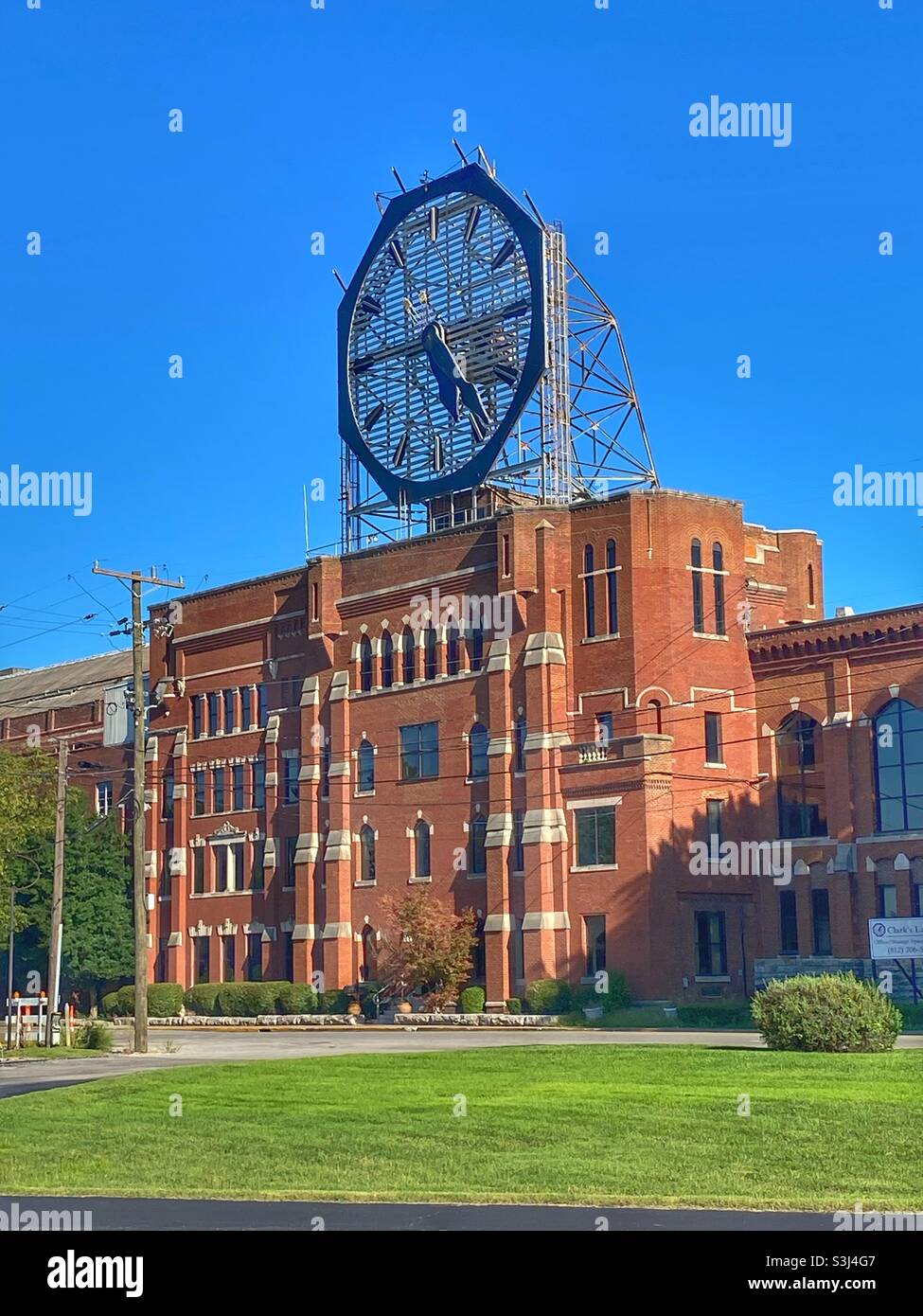Alte Colgate-Uhr in Clarksville, Indiana Stockfoto
