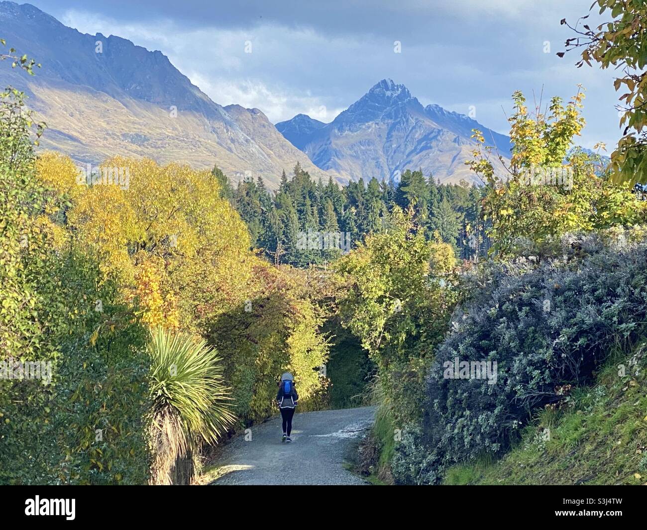 Die Herbstfarben von Queenstown, Neuseeland Stockfoto