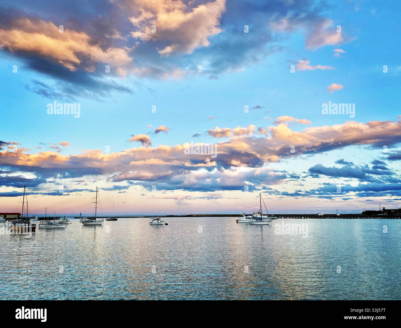 Sonnenuntergang über Oamaru, Neuseeland Stockfoto