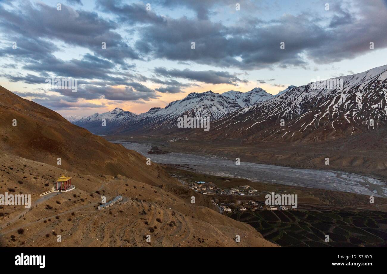 Ki Dorf im Spiti Valley, Himachal Pradesh, Indien Stockfoto