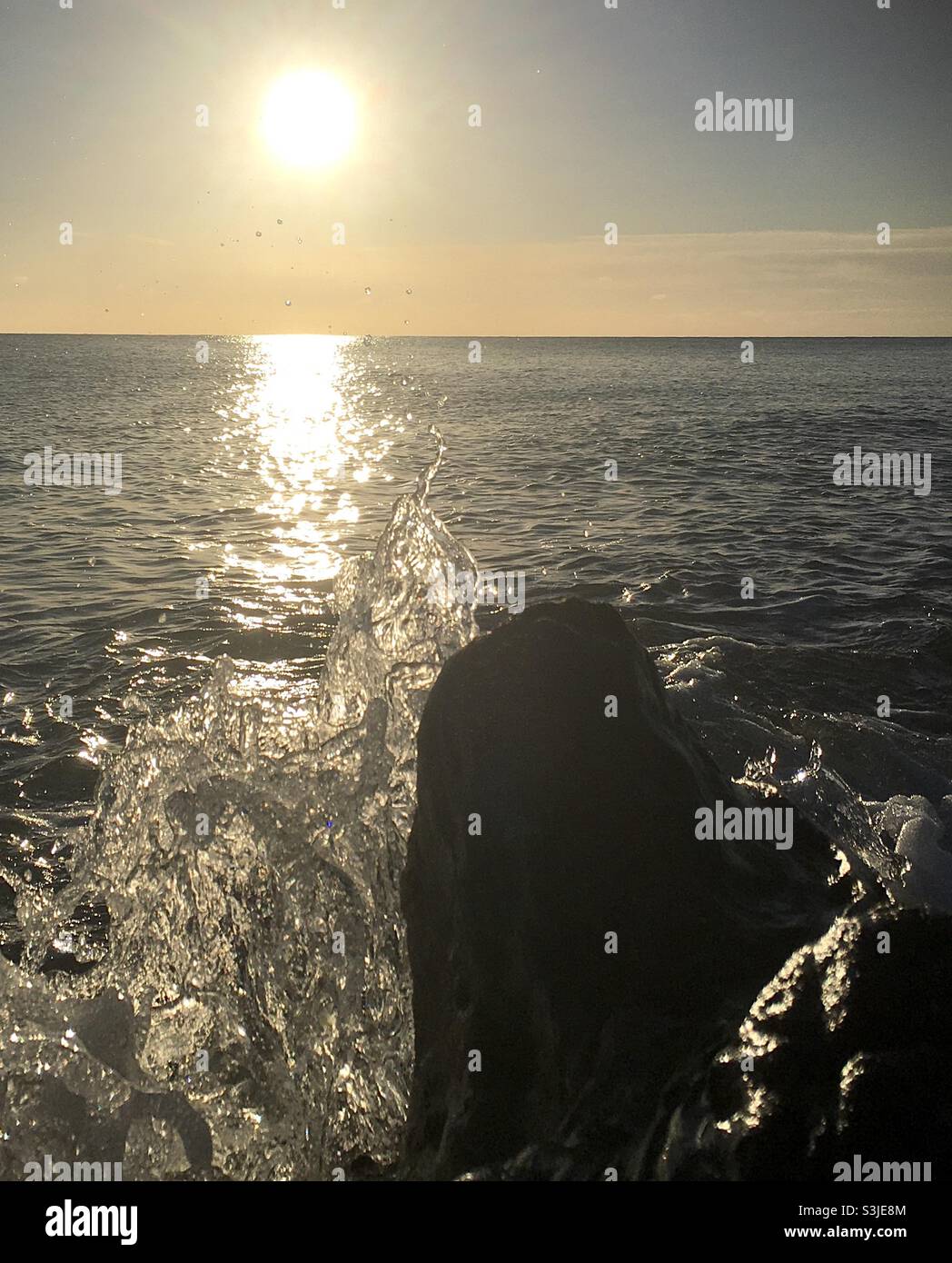 Sonnenaufgang, Wasser, Meer, Himmel, Splash, chi, Energie, Sonne, Licht Stockfoto