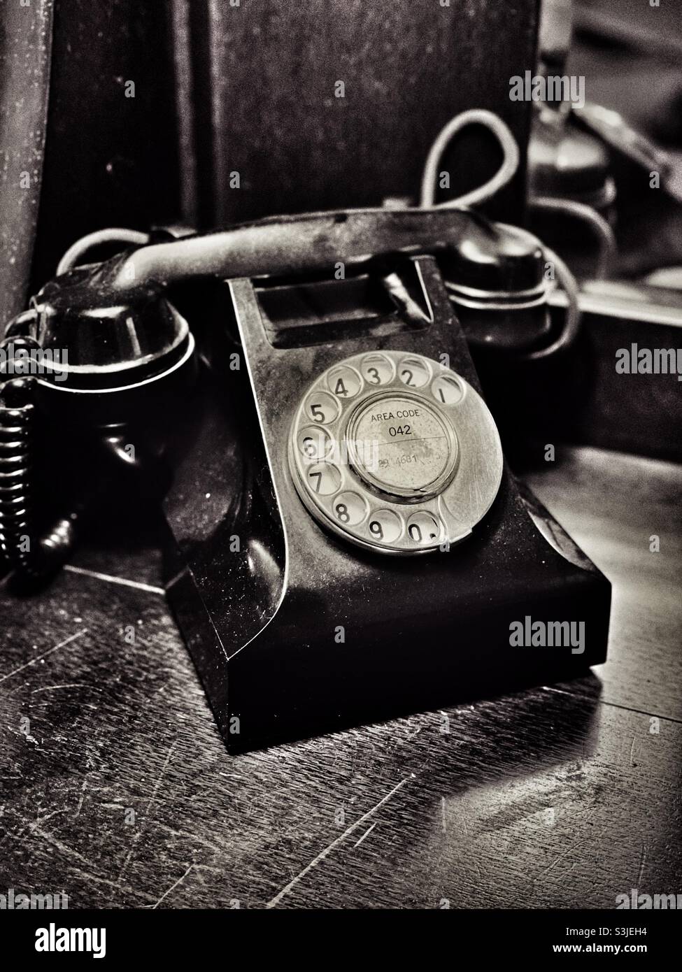 Alten Wählscheibe Telefon Stockfoto