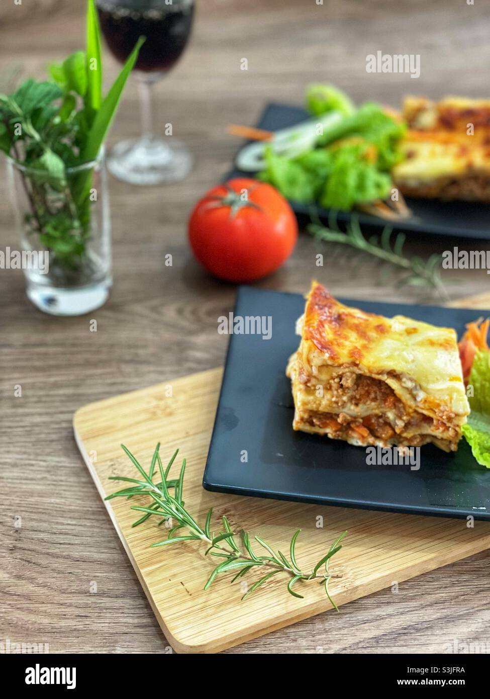 Rindfleisch-Lasagne Stockfoto