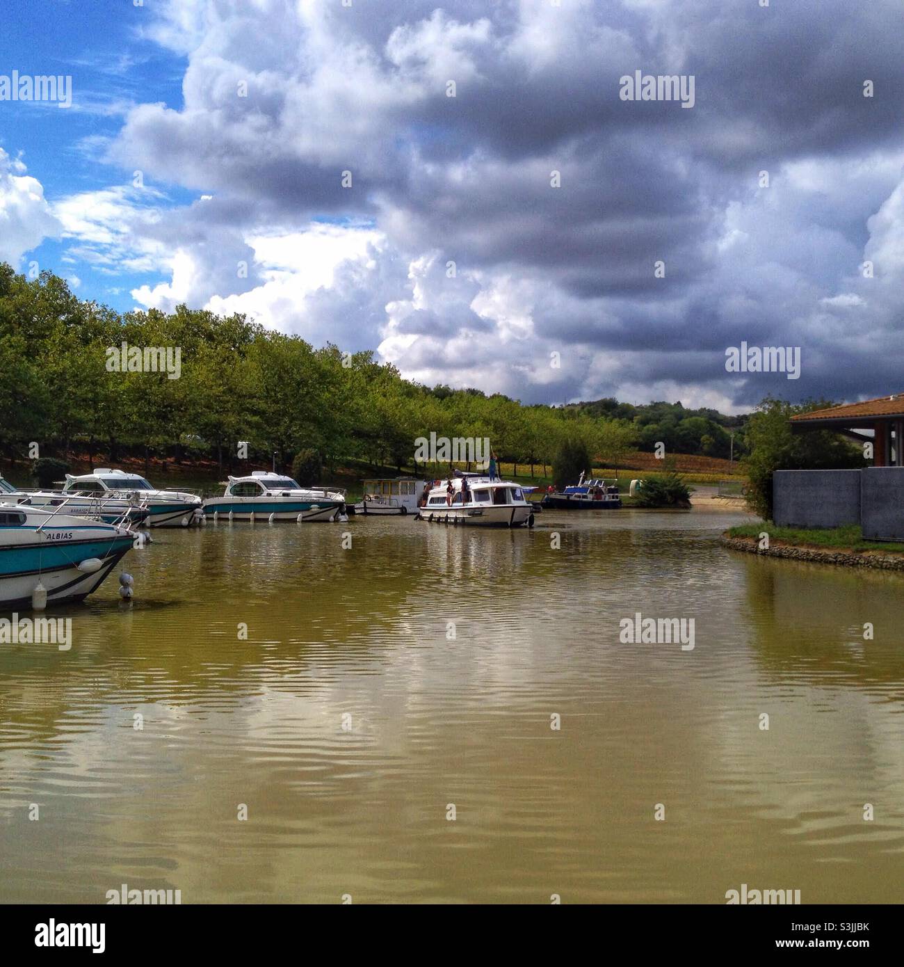 Canal du Midi, Villefranche de Lauraguais, Oskitanie Frankreich Stockfoto