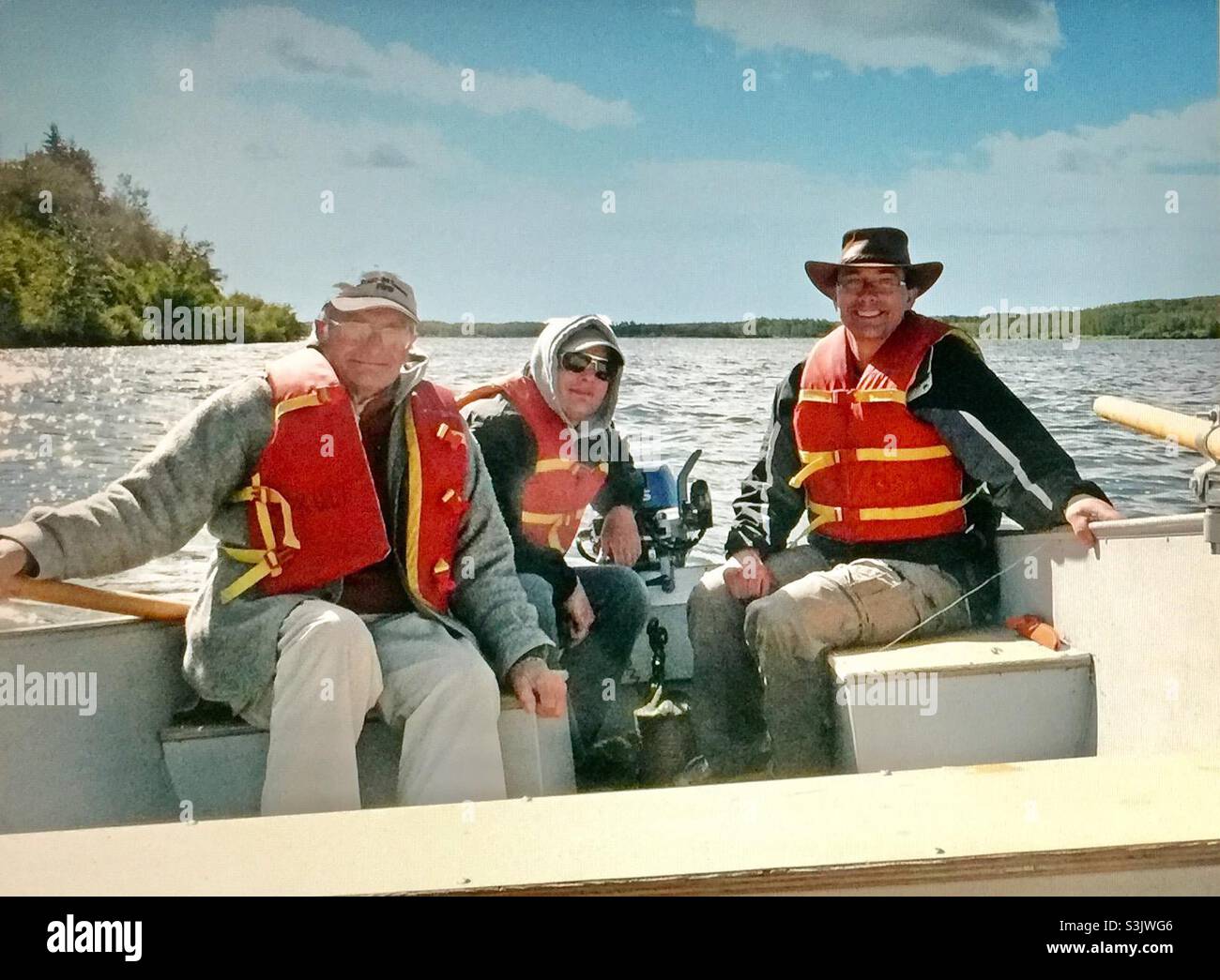 Angeln gegangen, Pine Lake, Alberta, Kanada Stockfoto