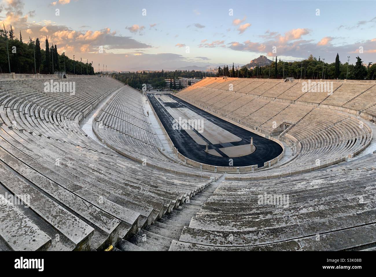 Blick auf das panathenäische Olympiastadion in Athen Stockfoto