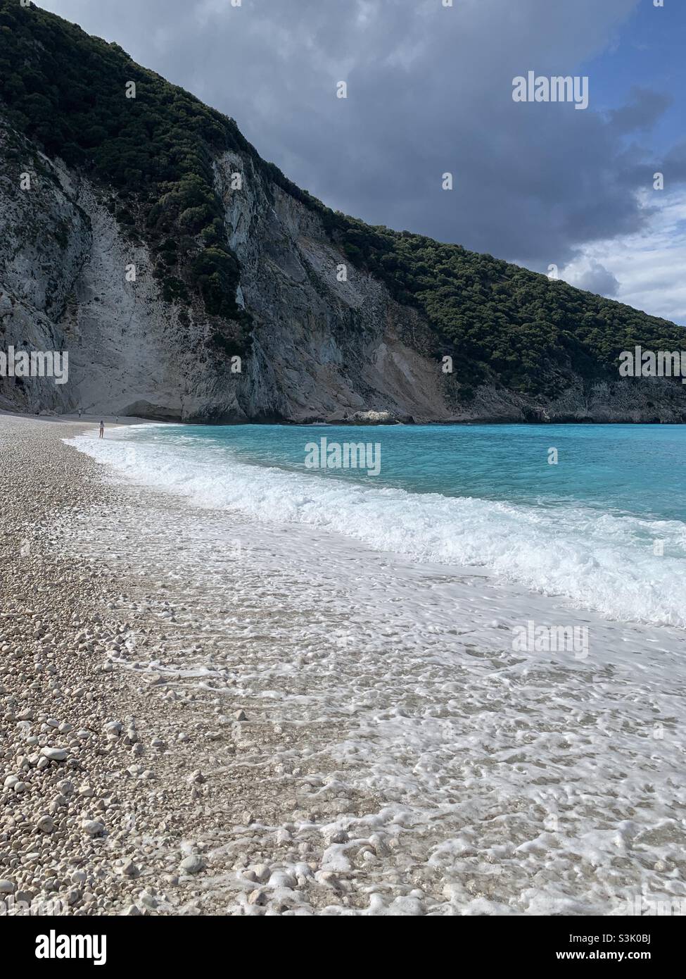 Myrtos Strand kefalonia Stockfoto