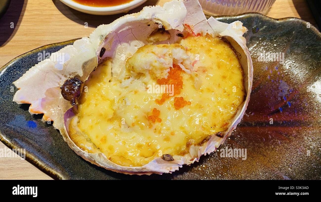 Gebratene Krabbe mit Käse Stockfoto