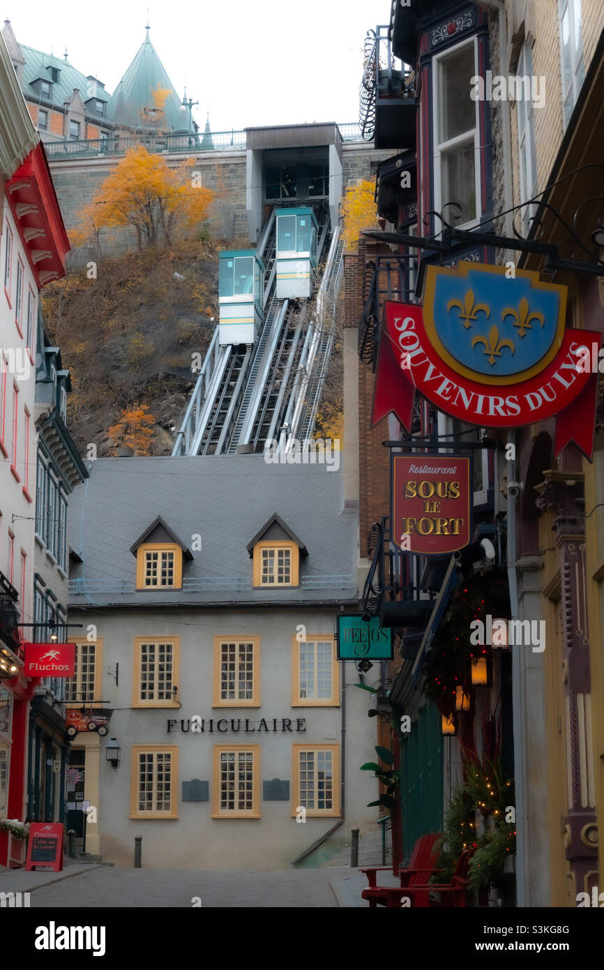 Quebec City Petit Champlain Funiculaire Stockfoto