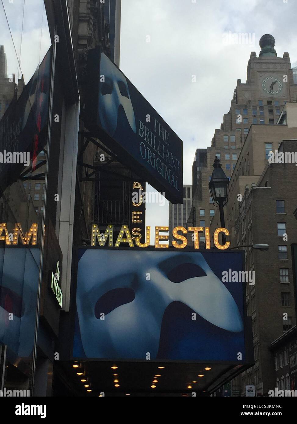 Sign of the Majestic Theatre am Broadway, Heimstadion des Phantom of the Opera Stockfoto