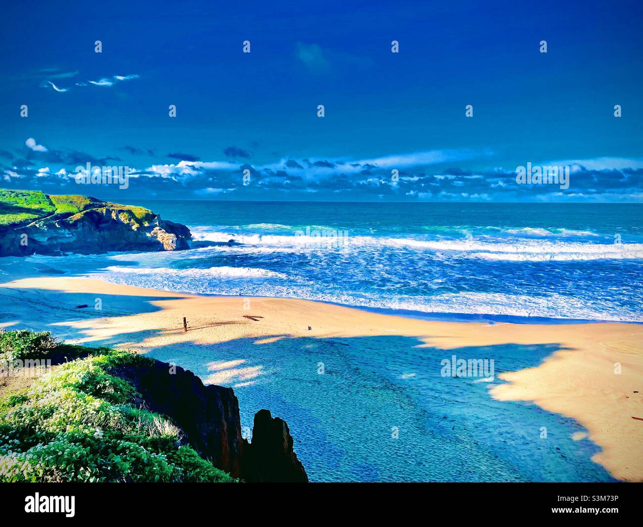 Montara Beach Kalifornien - Smartphone-aufgenommenes Stockfoto