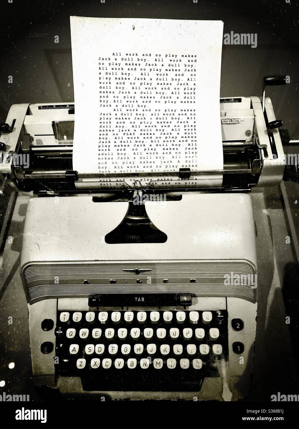Die glänzende Schreibmaschine auf der Stanley Kubrick Ausstellung Stockfoto