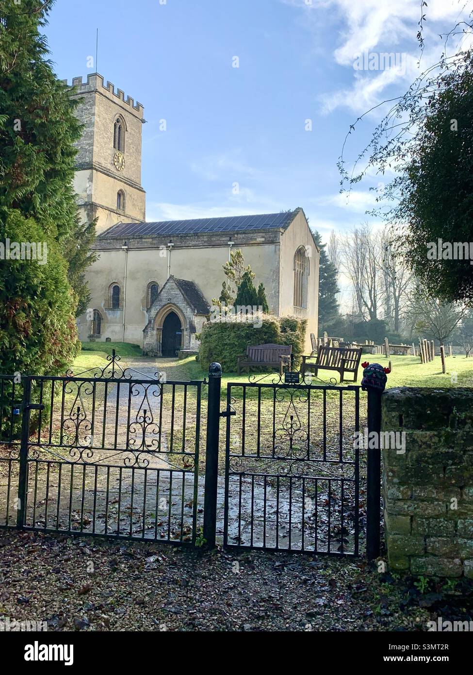 In der John the Baptist Church, Stanton Harcourt, Oxfordshire - Smartphone-aufgenommenes Stockfoto