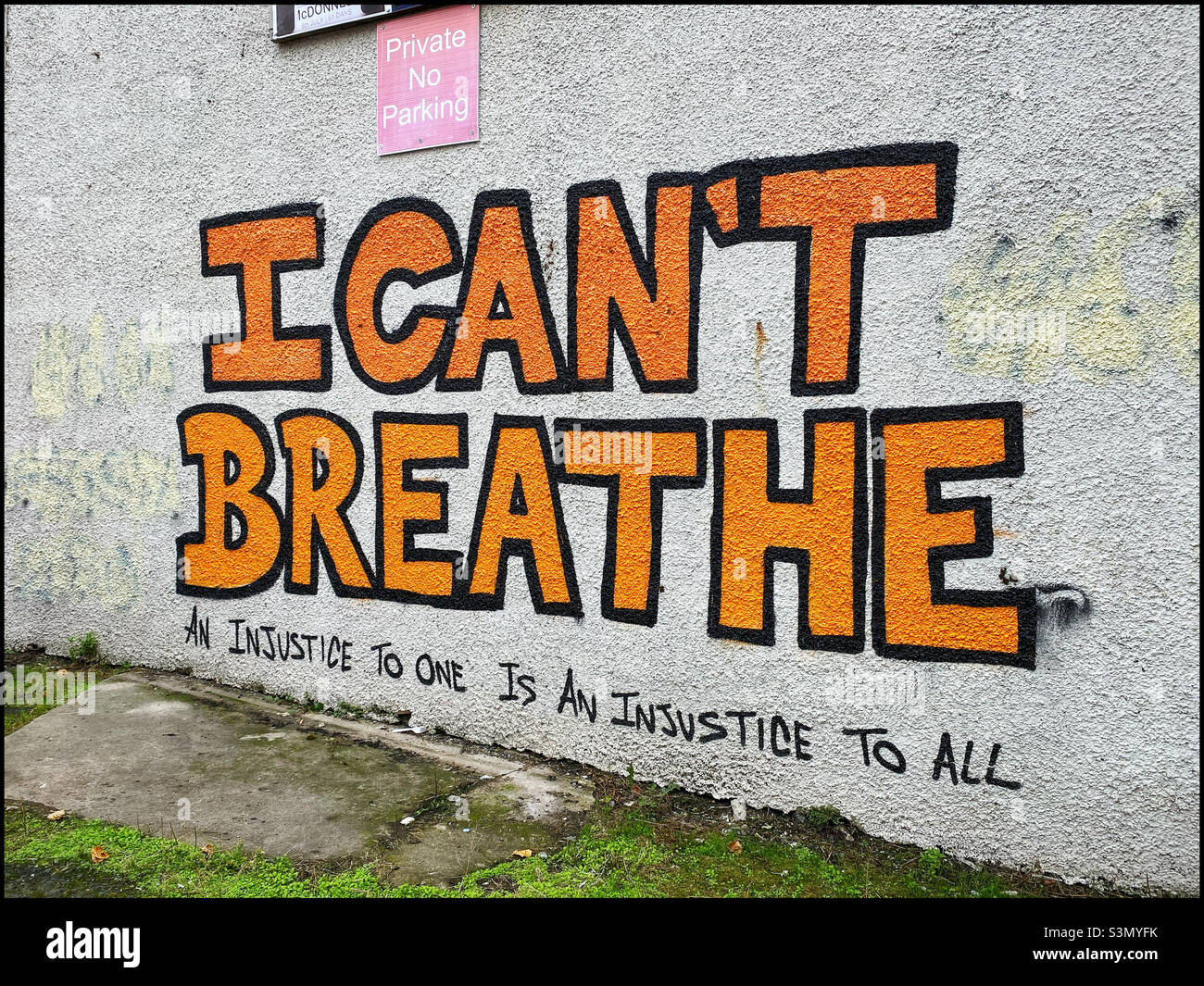 „Ich kann NICHT ATMEN“-Sätze, die sowohl von Eric Garner als auch von George Floyd ausgesprochen wurden. Foto ©️ COLIN HOSKINS. - Smartphone-aufgenommenes Stockfoto