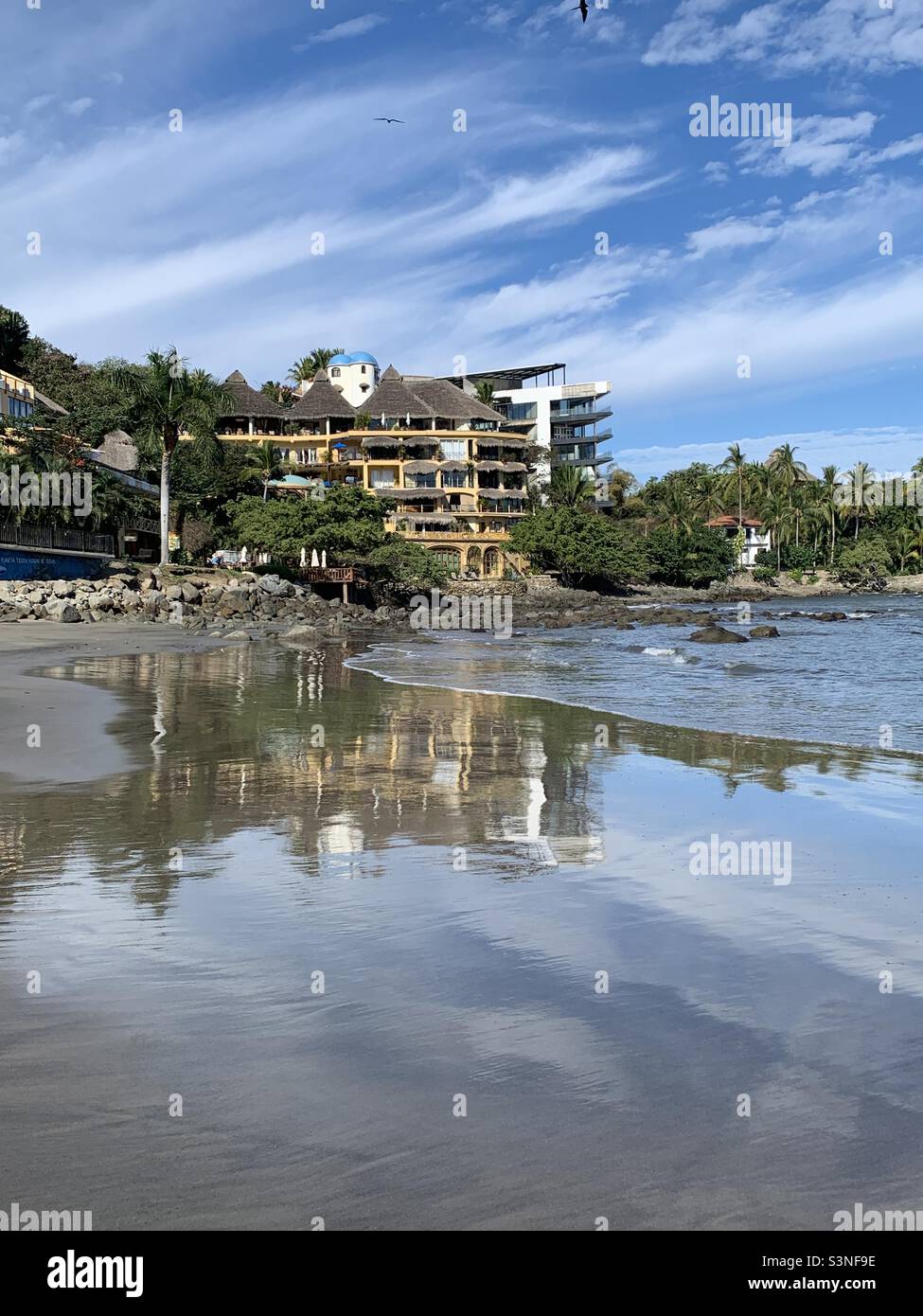 Sayulita Beach Reflection Mexiko Stockfoto