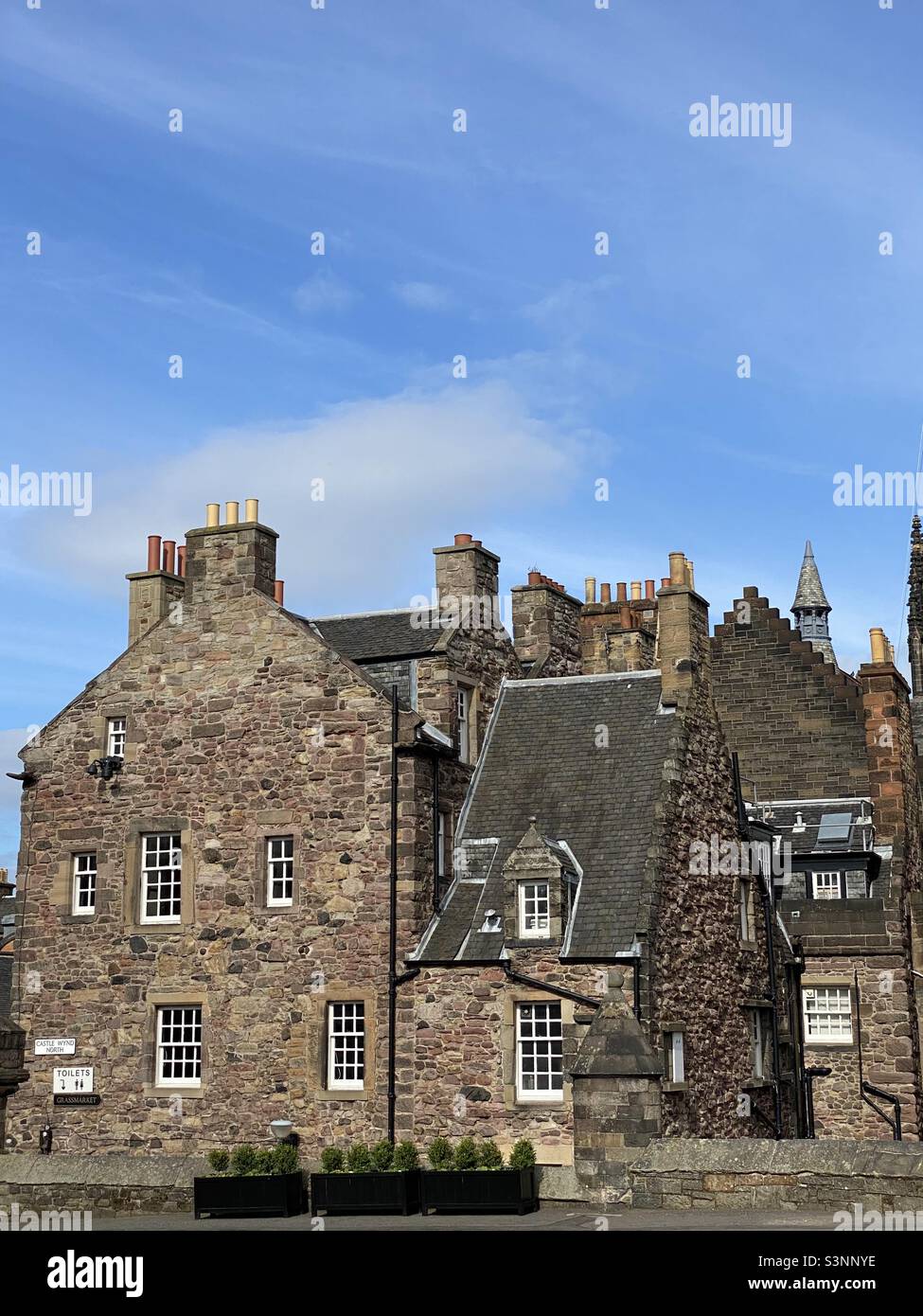 Ziegelhäuser von Edinburgh Castle, Edinburgh, Schottland, Vereinigtes Königreich Stockfoto