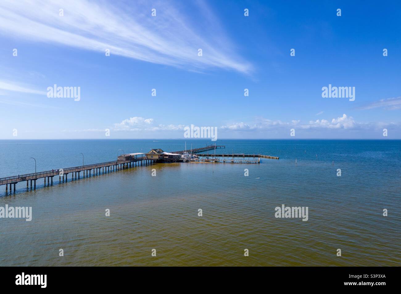 Der Fairhope Pier an der Mobile Bay Stockfoto