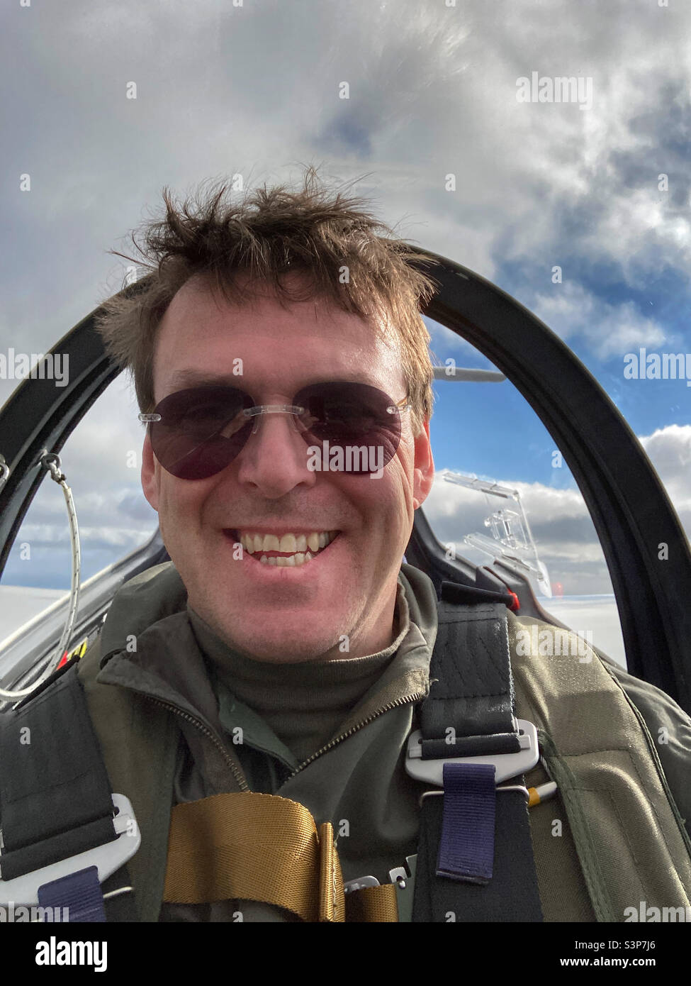 Air Cadet Segelfluglehrer Selfie Stockfoto