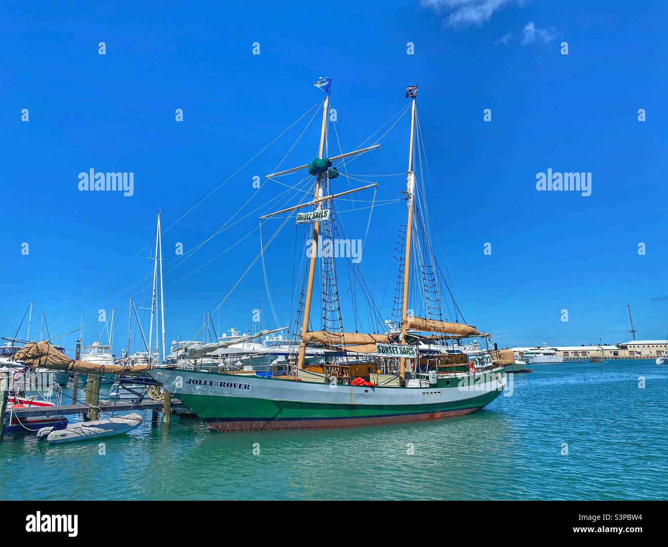 Altes Segelboot im Hafen von Key West Stockfoto