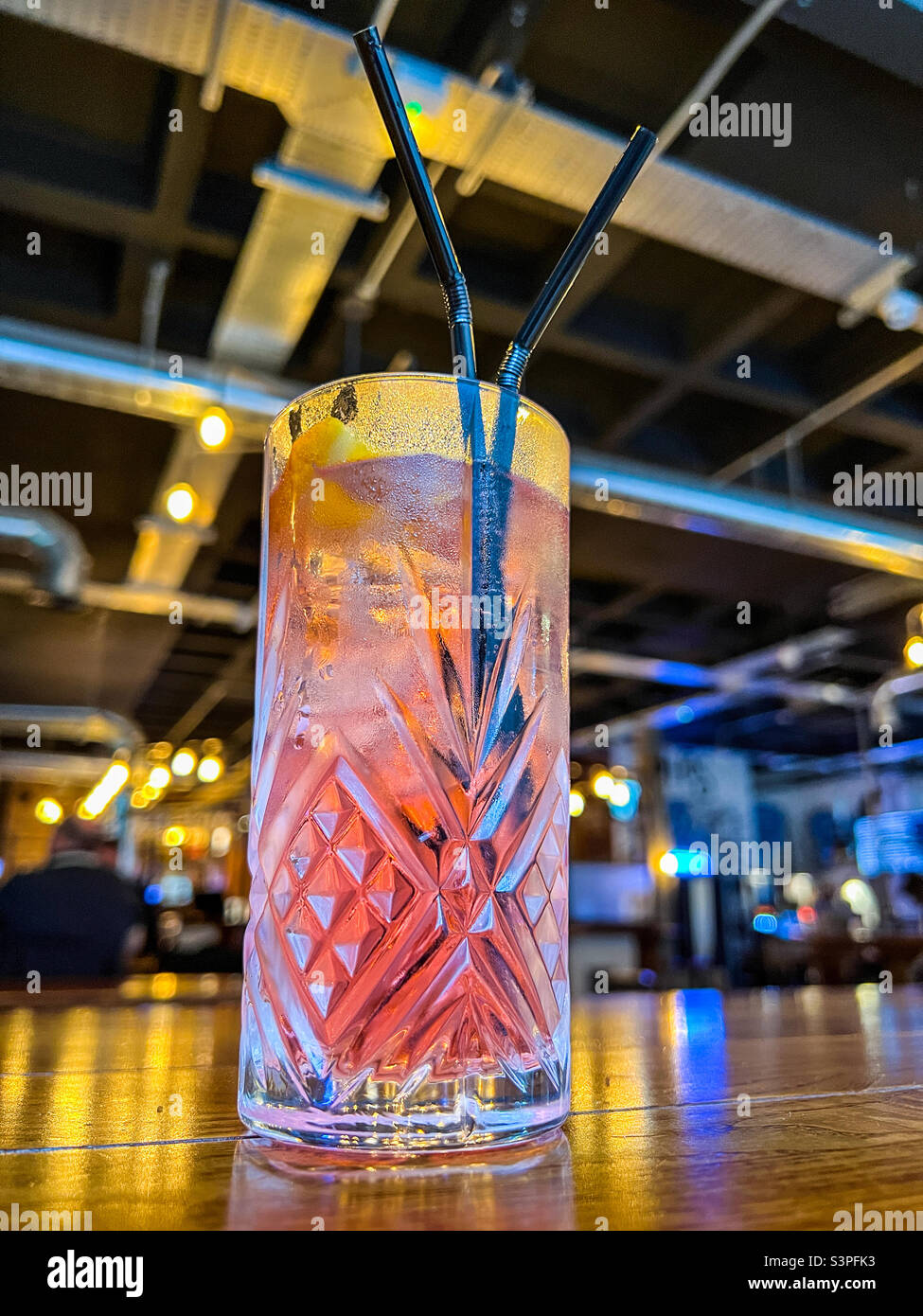 Pink Gin Fizz Mocktail Stockfoto