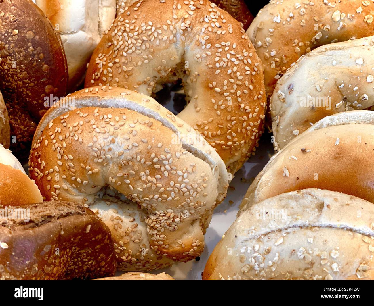 Eine Auswahl an Bagels. Stockfoto