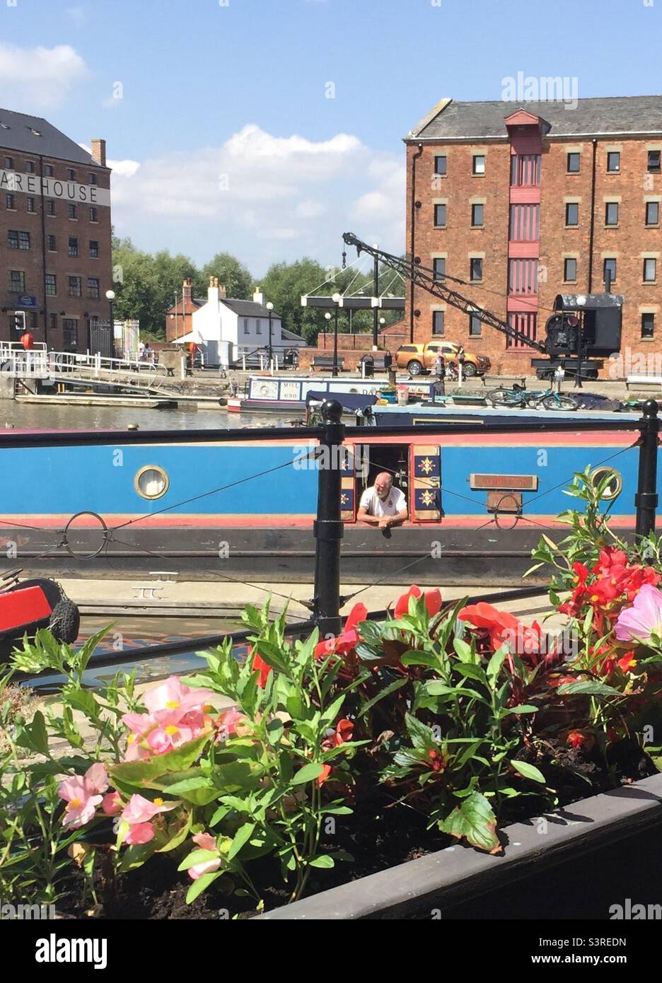 Hausboot an den Gloucester Docks Stockfoto