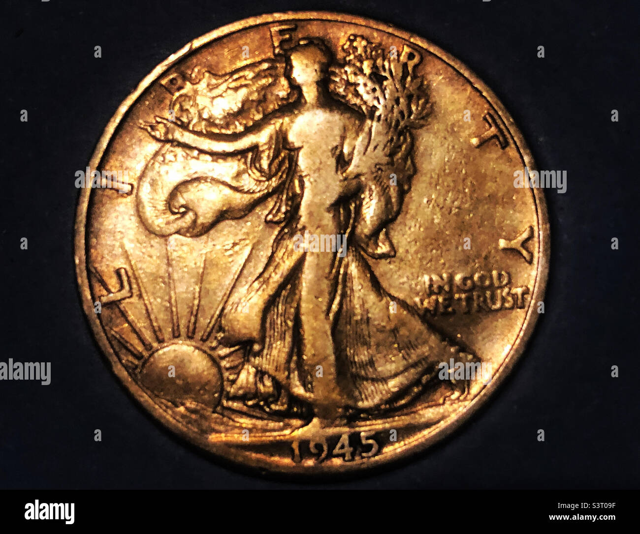 Walking Liberty halber Dollar, eine 90 Prozent Silbermünze. Stockfoto