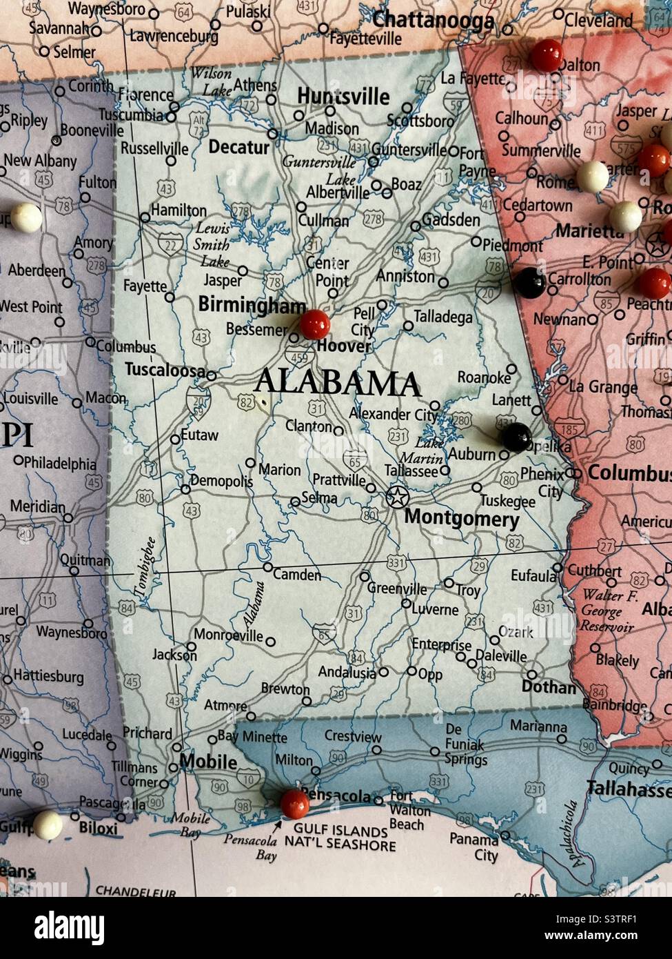 Karte von Alabama. Stockfoto