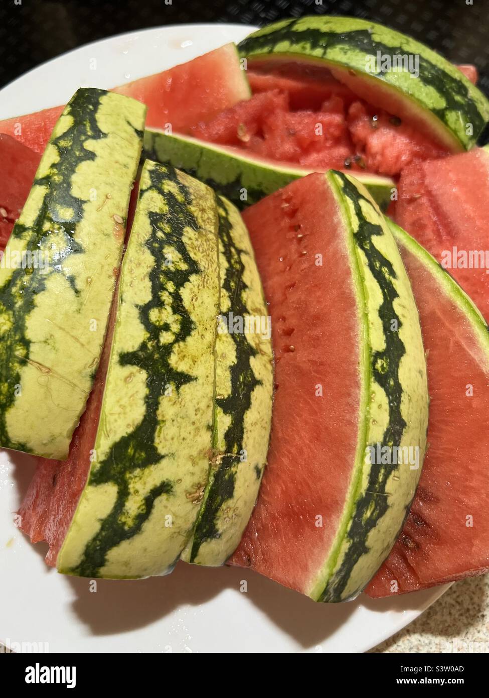 In Scheiben geschnittenen Wassermelone Stockfoto