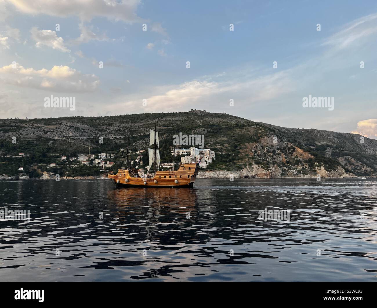 Boot in dubrovnik Meer Stockfoto