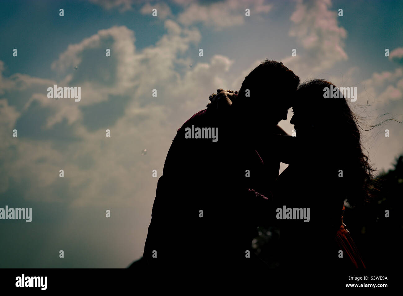 Gedanken an Liebe, Blasen und Wolken. Stockfoto