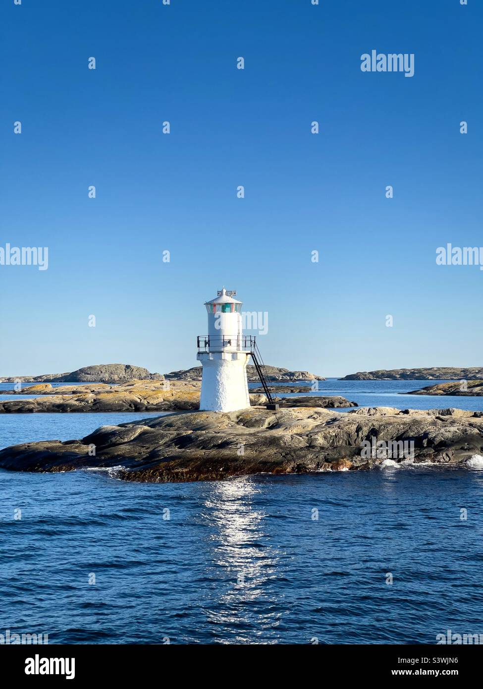 Leuchtturm in Norwegen. Stockfoto
