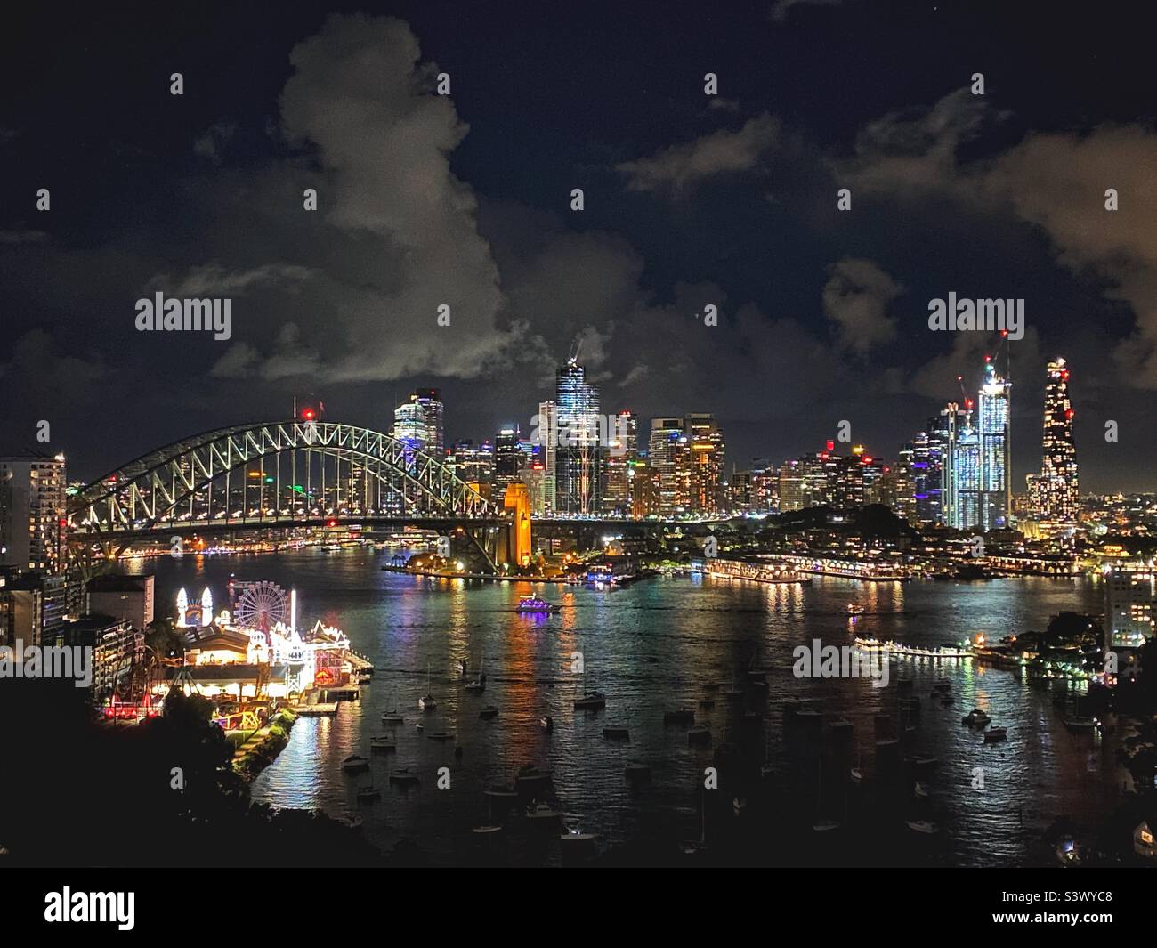 Nächtliches Stadtbild von Sydney, Australien Stockfoto