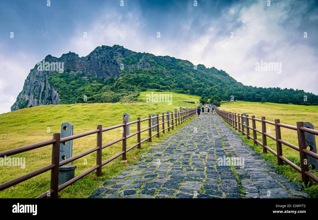 Schöne Aussicht auf den jeju Strand in Südkorea. Stockfoto