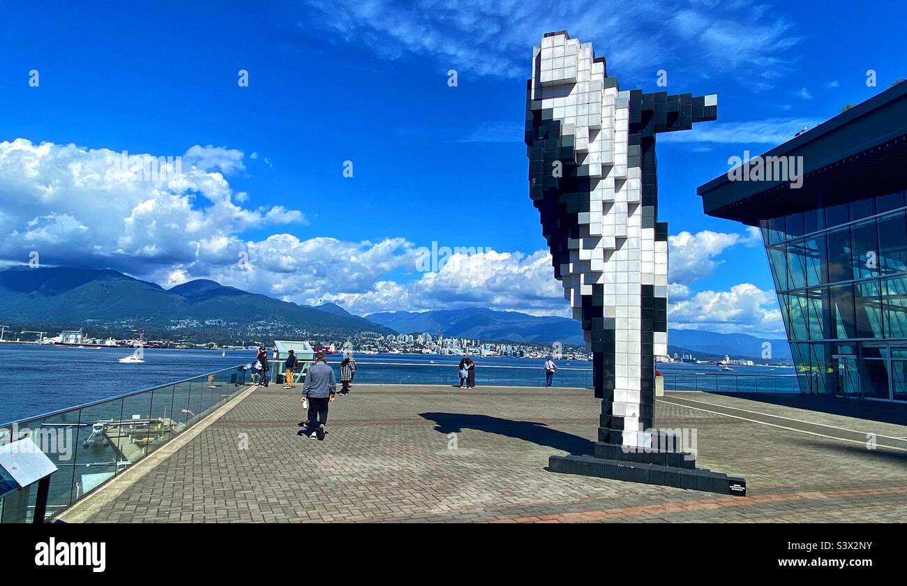 Digital Orca. Hafen von Vancouver. Kanada. - Smartphone-aufgenommenes Stockfoto