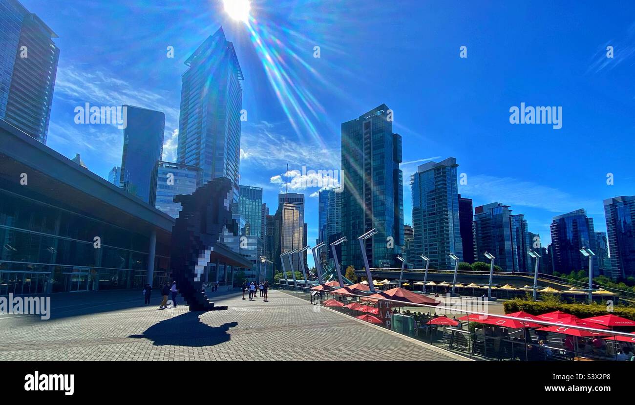 Digital Orca. Hafen von Vancouver. Kanada. - Smartphone-aufgenommenes Stockfoto