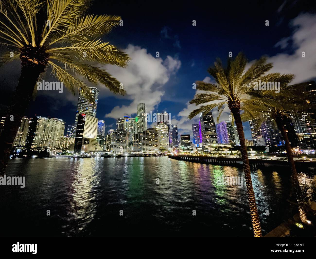 Downtown Miami bei Nacht. Miami, Florida, USA. Stockfoto