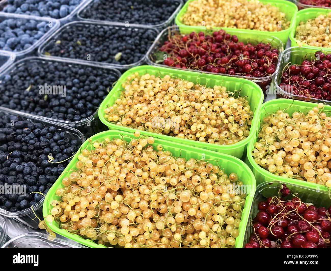 Sommerbeeren zum Verkauf Stockfoto