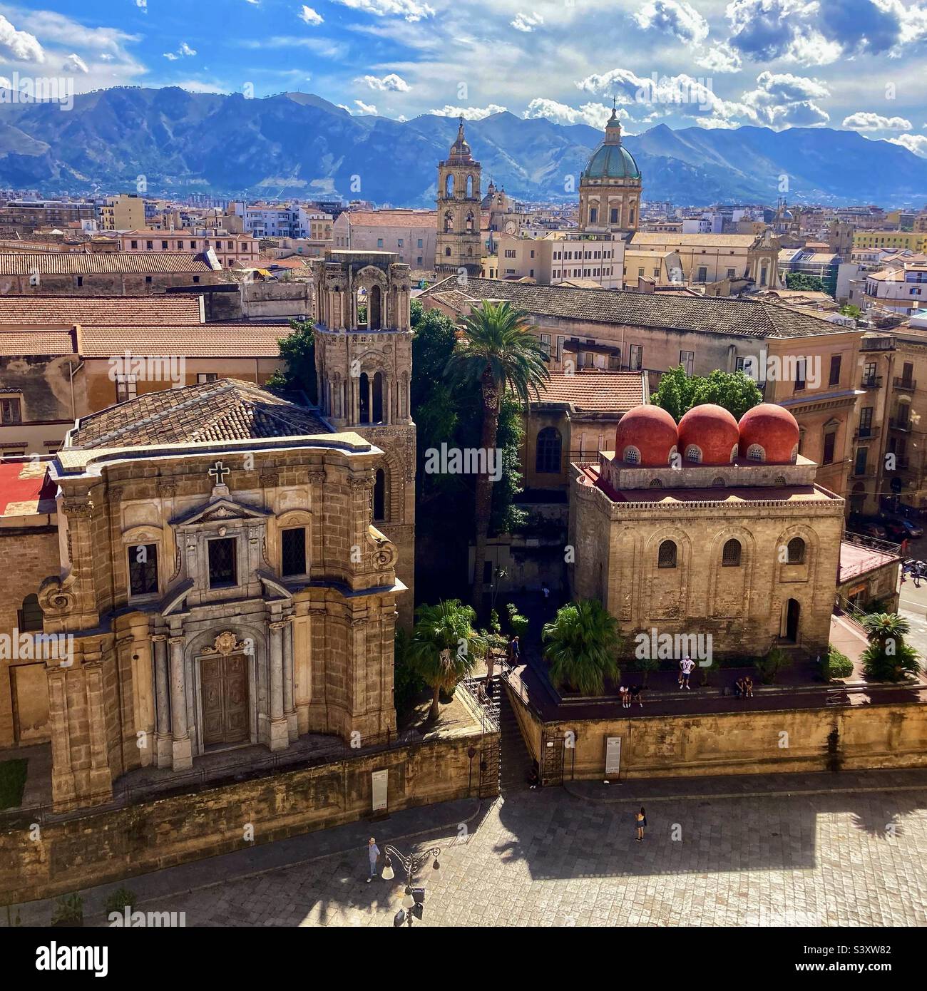 Blick von der Dachterrasse in Palermo Sizilien Stockfoto