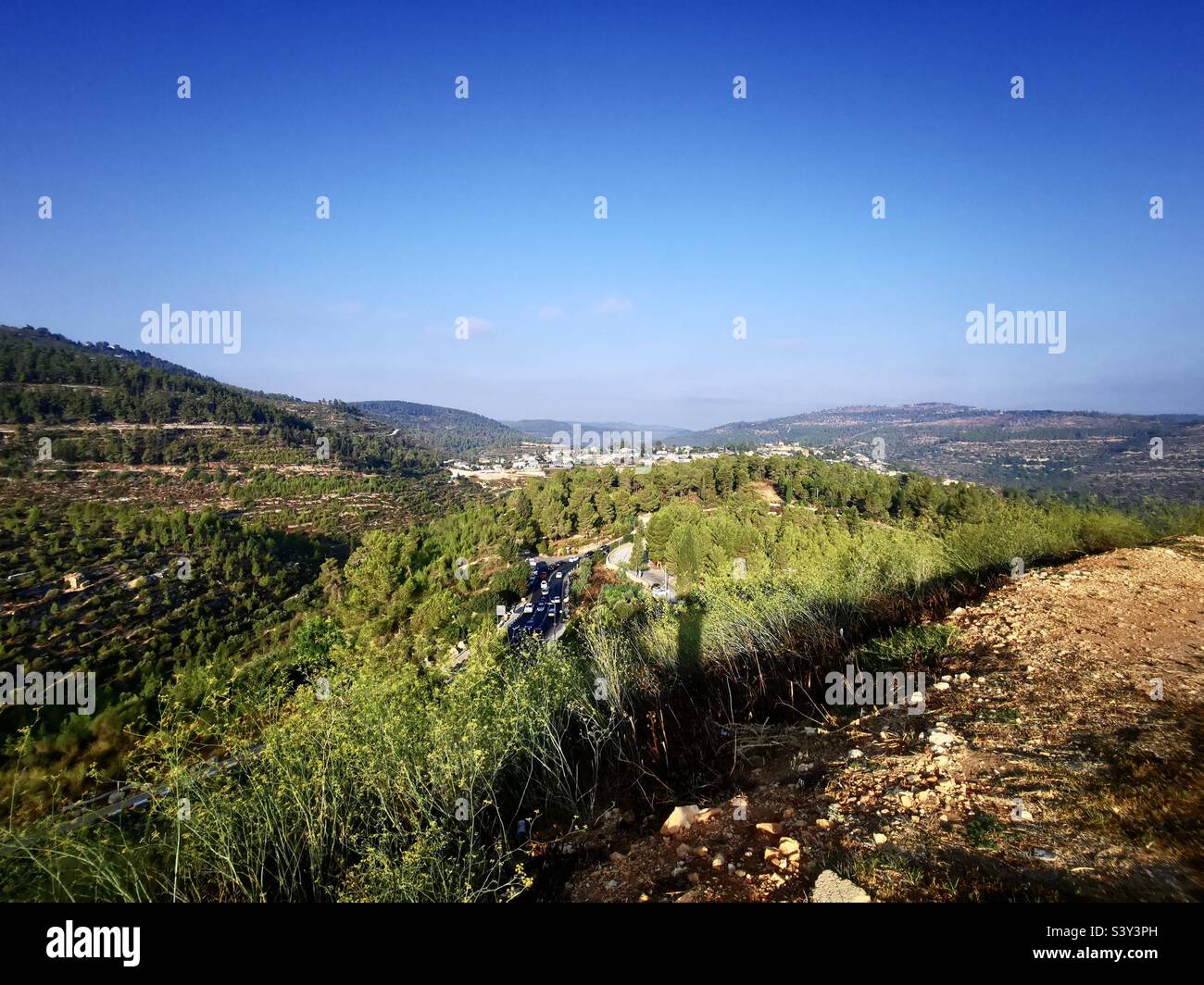 Blick auf die judäischen Berge südlich von Jerusalem, Israel. Stockfoto