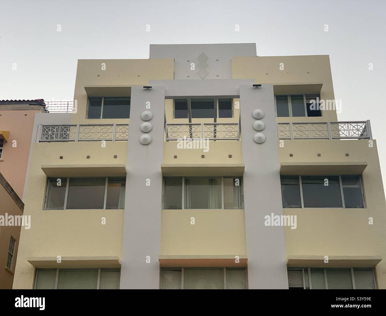 Art déco-Architektur am Ocean Drive, South Beach, Miami Beach, Florida, USA Stockfoto