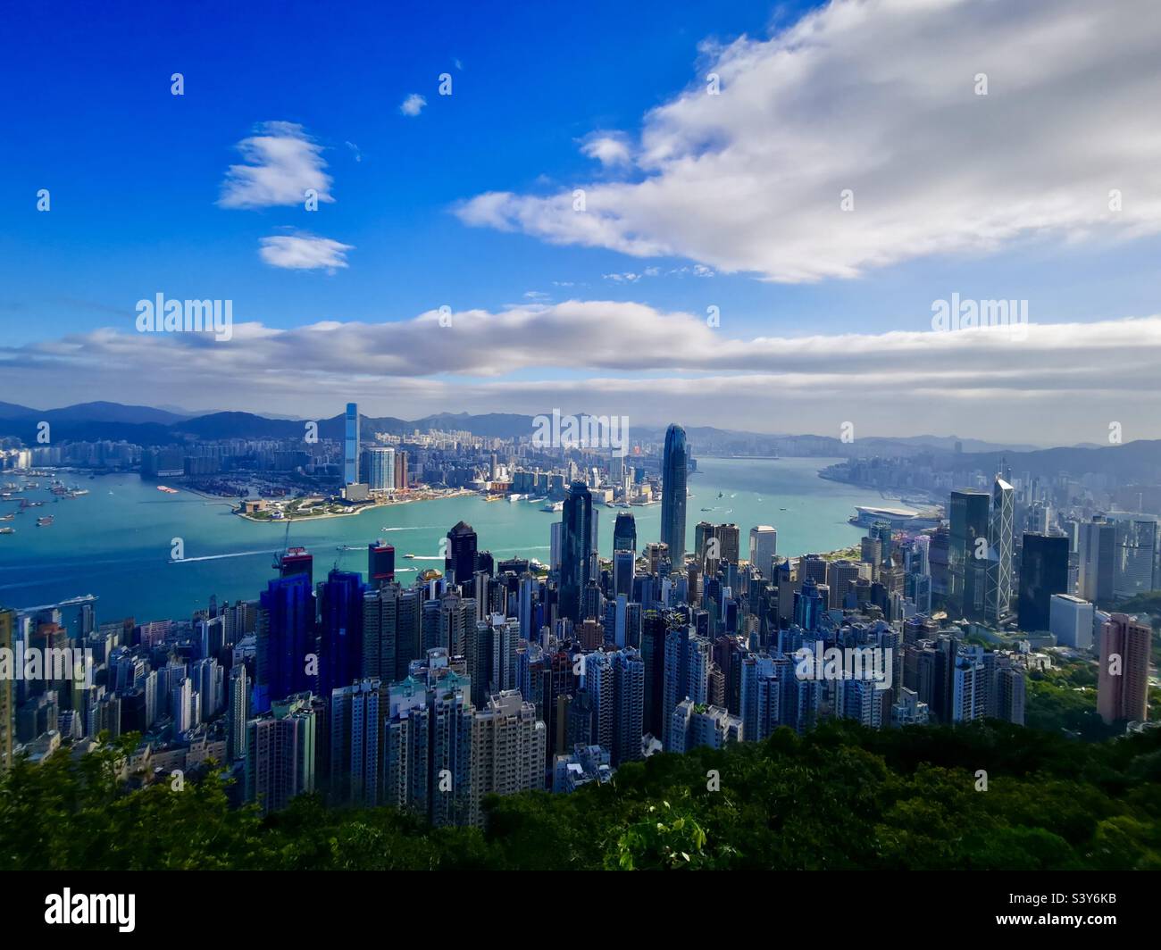 Morgenansicht von Hongkong. Stockfoto