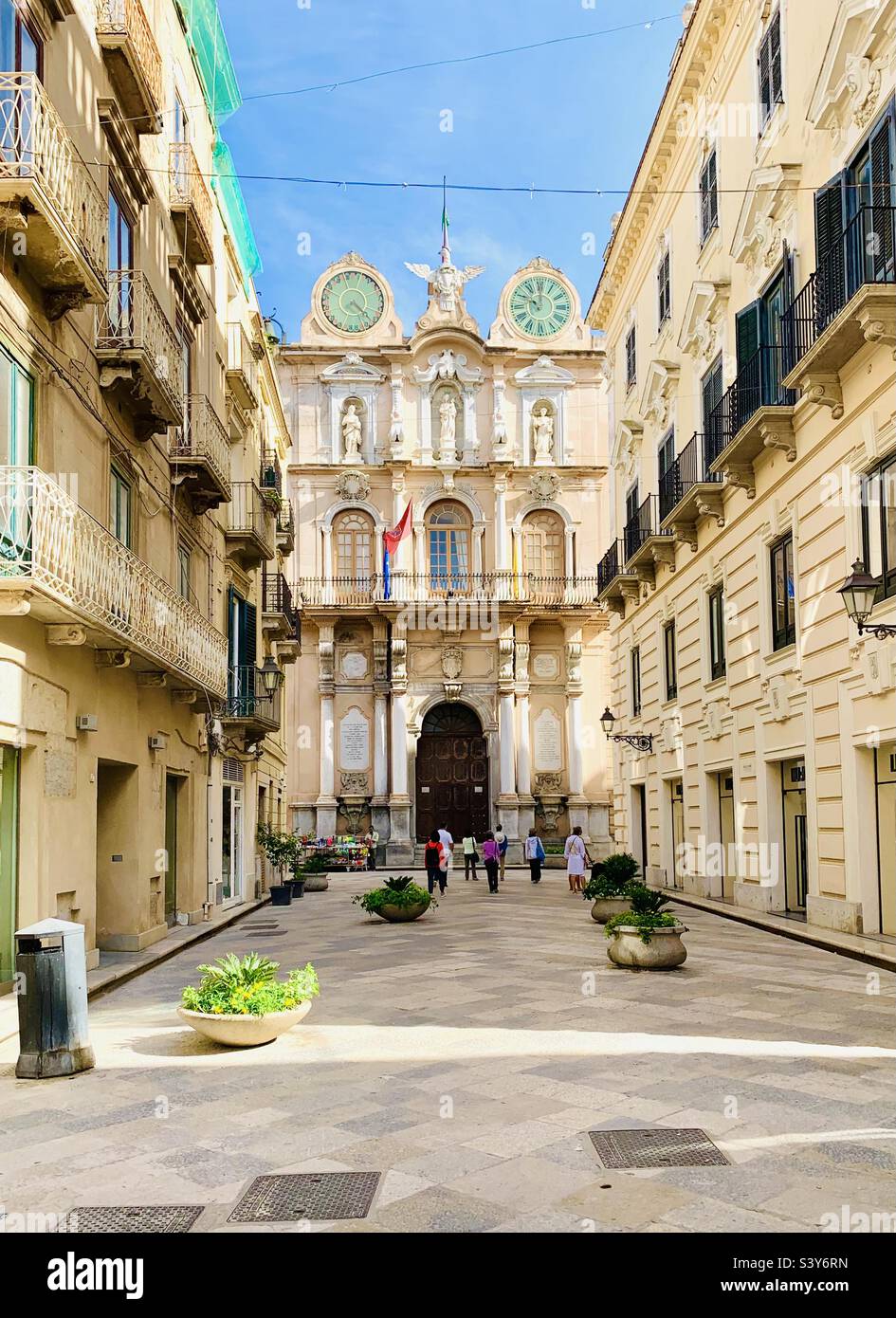 Palazzo Senatorio der Senatssaal, auch bekannt als Palazzo Cavarretta, Trapani, Sizilien, Italien. Stockfoto