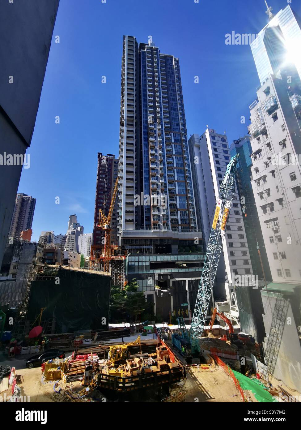 Baustelle in der Gage Street, Hongkong. Stockfoto